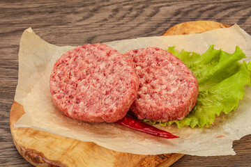 Raw beef cutlet for burger