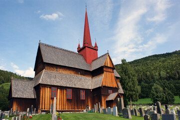 Fototapeta na wymiar Ancient Norwegian wooden church