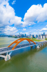 Cityscape of Longsheng Bridge, Huizhou City, Guangdong Province, China
