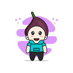 Cute kids character wearing fig costume.