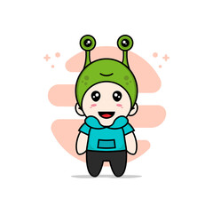 Cute kids character wearing frog costume.