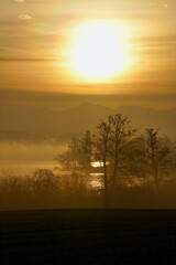 Sunrise over the lake of Greifensee, Maur, Switzerland.