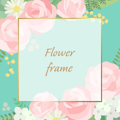 Rose frame illustration. Invitation or greeting card templates (vector, cut out)