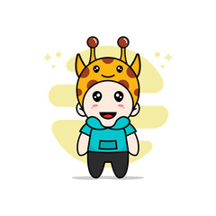 Cute kids character wearing giraffe costume.