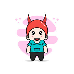Cute kids character wearing devil costume.