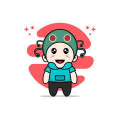 Cute kids character wearing caterpillar costume.