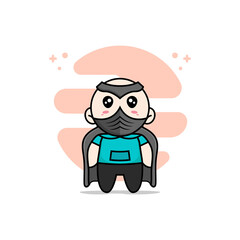 Naklejka premium Cute kids character wearing superhero costume.