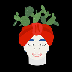 Sicilian traditional legend vase. Moor head pot. Sicily, Italy, Palermo, Taormina, Agrigento, Chifalu, Messina, Catania. Sicilian ceramic. Print design, poster, postcard, banner, souvenir