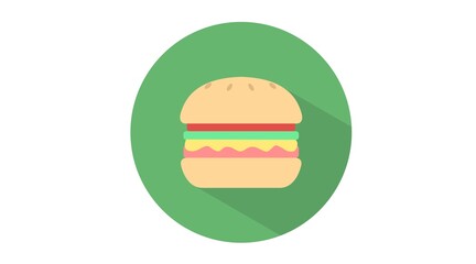 Vector Illustration. Rounded Green Burger Icon or Sign