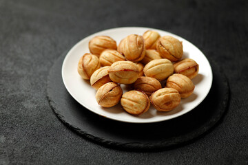 National sweets of russia - nuts with condensed milk. Homemade New Year's baked goods.