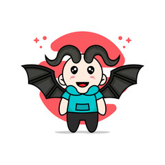 Cute kids character wearing devil costume.