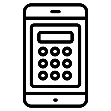 recommend clip art: Icon of mobile calculator, linear design of calculation