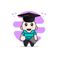 Cute kids character wearing bachelor costume.