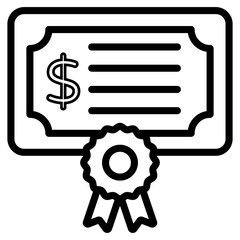 Icon of financial certificate, linear design