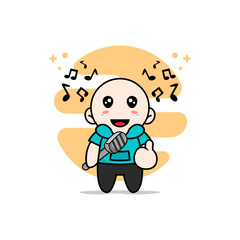 Cute kids character wearing singer costume.