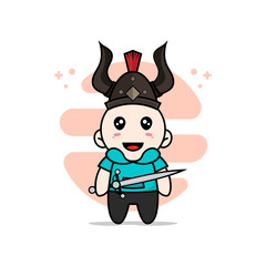 Cute kids character wearing gladiator costume.