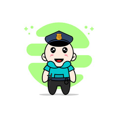 Cute kids character wearing police costume.