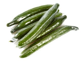 wrapped cucumbers isolated on white backrgound