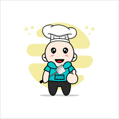 Cute kids character wearing chef costume.