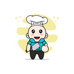 Cute kids character wearing chef costume.
