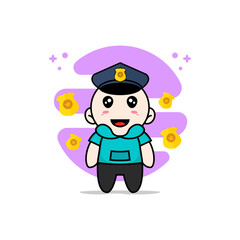 Cute kids character wearing police costume.