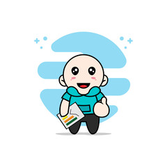 Cute kids character holding a presentation results.