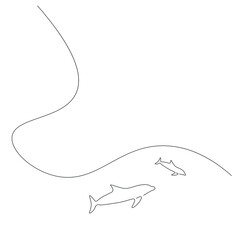 Dolphin animal on ocean, vector illustration