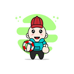 Cute kids character wearing Coast Guard costume.