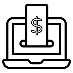 Banknote inside laptop showcasing online money icon