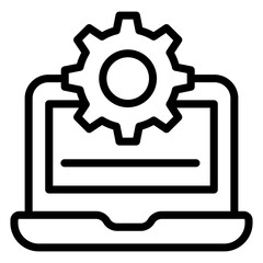 Cogwheel inside laptop, system setting icon