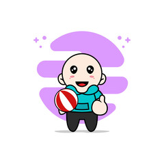 Cute kids character holding a ball.