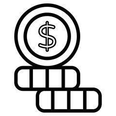 Editable linear design icon of dollar coins