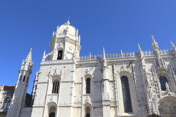 Fototapeta na wymiar The Jeronimos Monastery and the Church of Santa Maria in Belem, Lisbon, Portugal