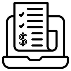 Invoice inside laptop, online bill icon