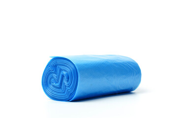 Garbage bags in blue isolated on white background