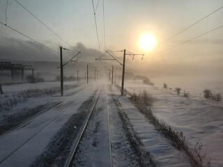 Fototapeta na wymiar railway in winter