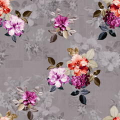 Whole frame illustration of elegant floral patterns on the fabric with a shadow