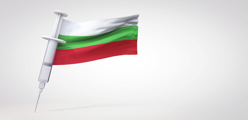 Vaccine immunization syringe with bulgaria flag. 3D Rendering