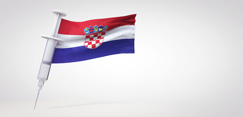 Vaccine immunization syringe with croatia flag. 3D Rendering
