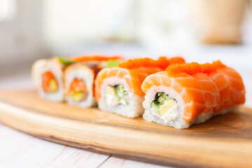 Sushi set with salmon and eel