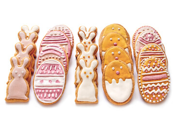 Set of Easter cookies in the form of eggs and bunnies