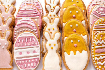 Set of Easter cookies in the form of eggs and bunnies