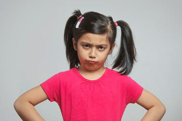 portrait of a young girl making faces	