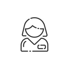 Employed people thin line icon. Woman working. Outline commerce vector illustration