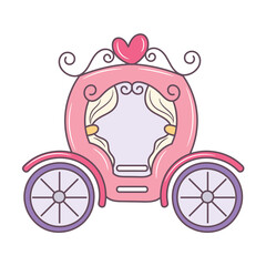 Fototapeta na wymiar Wedding carriage colored vector illustration, isolated linear style pictogram 