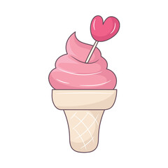 Ice Cream with heart vector illustration, isolated  linear style pictogram