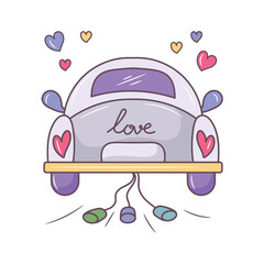 Wedding Car colored vector illustration, isolated  linear style pictogram