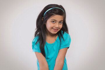 portrait of a cute girl smiling	