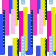 Abstract creative seamless pattern with bright neon shapes. Vector vibrant texture with geometric figures. Modern colorful repetitive print. Contemporary background.