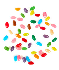 chewy jelly  beans isolated on white background